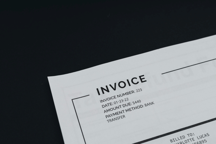 Printed invoice for garage door services